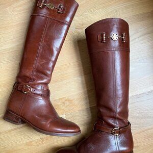 Tory Burch Carmel Leather Nadine Riding Boots